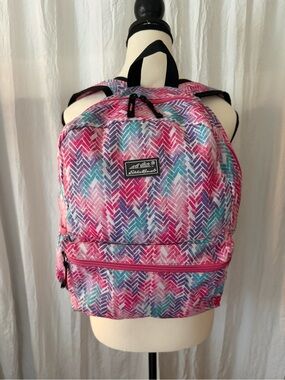 Eddie Bauer Girls Backpack Pink Purple Chevron School Travel Bag 12x15x5 GUC